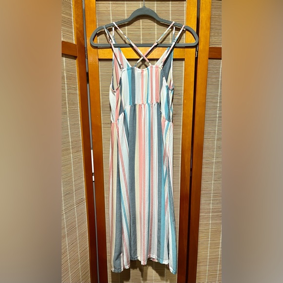 🔒 Roxy white, blue & pink striped button down sundress, size XS - Picture 2 of 8